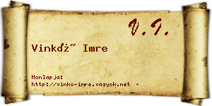 Vinkó Imre névjegykártya